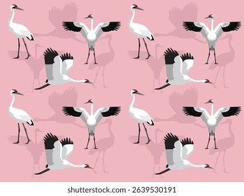 Whooping Crane Bird Cartoon Character Seamless Wallpaper Background
