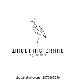 Whooping crane logo design inspiration template. Line art vector flamingo illustration design logo element. flamingo logo for feminine, fashion or travel vocation brand identity. Flamingo icon design.