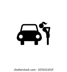 A Whore From A Car Icon. Element Of Prostitution Illustration. Premium Quality Graphic Design Icon. Signs And Symbols Collection Icon For Websites, Web Design, Mobile App On White Background