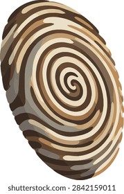whorl fingerprint pattern, three-quarter view, complete motif, decorative geometric design, vector illustration