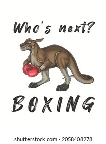 Who's next Boxing, Kangaroo Boxing, Kangaroo Boy Boxer Australia Vector illustration