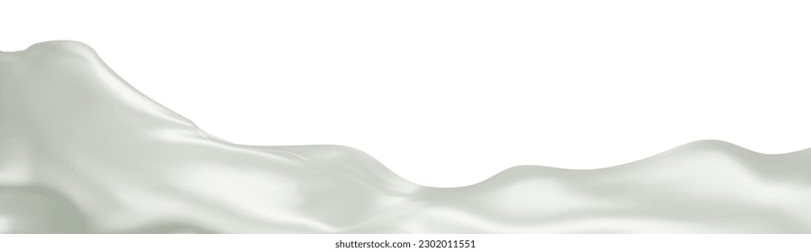 Whte silk textile fabric flag background with copy space. Smooth elegant white Satin for grand opening ceremony. White curtain. 3d vector illustration.