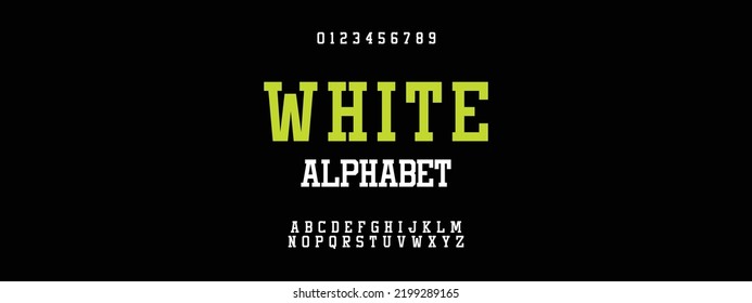 WHTE Sports minimal tech font letter set. Luxury vector typeface for company. Modern gaming fonts logo design.