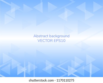 Whtie triangle on light blue abstract background, vector eps10