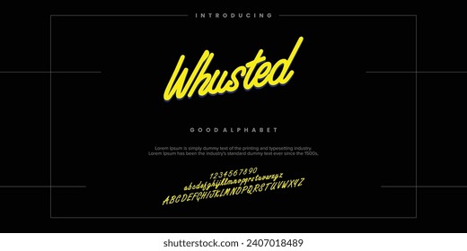 Whusted abstract Fashion font alphabet. Minimal modern urban fonts for logo, brand etc. Typography typeface uppercase lowercase and number. vector illustration