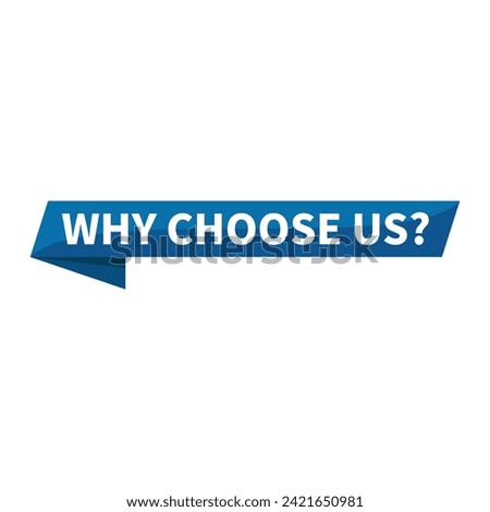 Why Choose Us Text In Blue Ribbon Rectangle Shape For Service Promotion Sale Business Marketing Social Media Information Announcement
