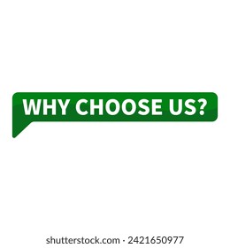 Why Choose Us Text In Green Rectangle Shape For Service Promotion Sale Business Marketing Social Media Information Announcement
