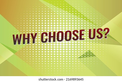 ¿Por qué elegir la etiqueta de palabra de nosotros? plantilla de diseño de banner para marketing. Promoción de ofertas especiales o venta al por menor. banner de fondo diseño gráfico moderno para tienda, tienda en línea, sitio web, página de inicio