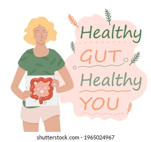 Why Gut Health Matters. Your Mood And Digestion Are Important. Horizontal Poster. Medical Infographic. Stomach Function. Editable Vector Illustration In Modern Style. Healthcare And Scientific Concept