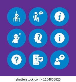 why icon. 9 why set with info and question vector icons for web and mobile app