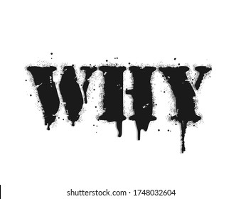 Why lettering. Vector graffiti lettering on white. Lettering sprayed with leak in black over white. Vector design street art.
