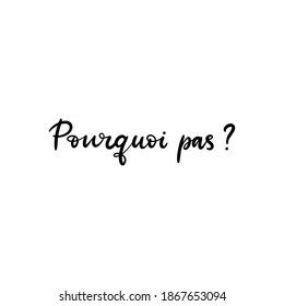 Why mot text in French language. Inspirational phrase. Calligraphic hand lettering motivational inscription in black and white colors for postcard, poster, wallpaper. Vector illustration.