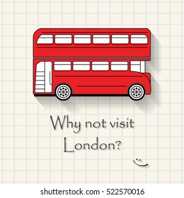 Why not visit London - funny London bus inscription template on mathematical squares paper