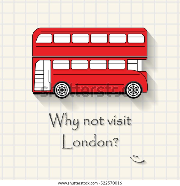 Why not visit London - funny\
London bus inscription template on mathematical squares\
paper
