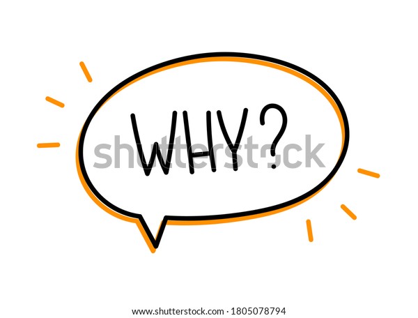 Why\
question inscription. Handwritten lettering illustration. Black\
vector text in speech bubble. Simple outline marker\
