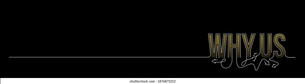 Why US Calligraphic line art Text banner poster vector illustration Design.