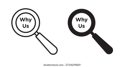 Why us icon, outline style icon for web site or mobile app, vector graphics