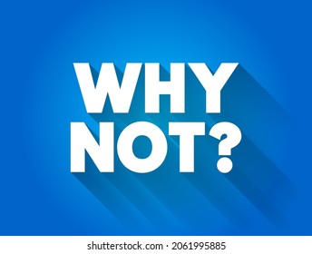 Why Not? is used to suggest or question why something should not be done or considered, text concept background