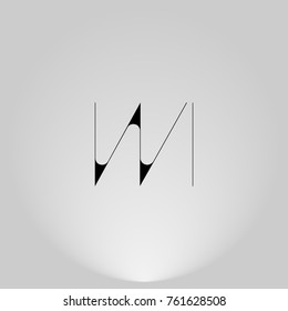 WI Black thin minimalist LOGO Design with Highlight on Gray background.