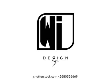 WI Block Monogram Logo – Bold Geometric Lettermark in Rectangular Style for Modern Branding and Identity