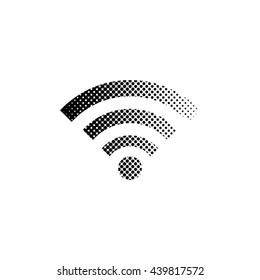 wi fi - black vector icon;  halftone illustration