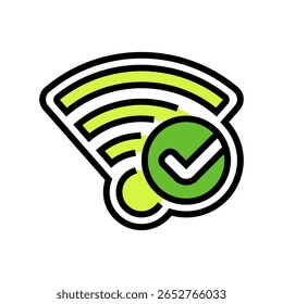 wi fi conectado ícone de cor vetor. sinal de conexão wi fi. ilustração de símbolo isolado