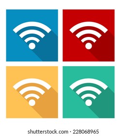 Wi Fi  - flat icon with long shadow