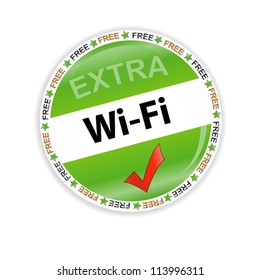 Wi Fi green button isolated on white background