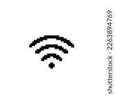 wi fi icon 8 bit, pixel art icon  for game  logo. 
