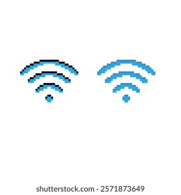 wi fi icon 8 bit, pixel art icon  for game  logo. 