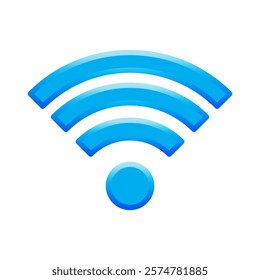 Wi Fi icon. Blue signal waves. Connection symbol. Wireless network vector.