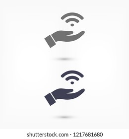 Wi fi icon in the hand