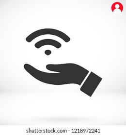 Wi fi icon in the hand
