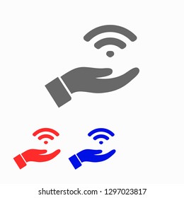 Wi fi icon in the hand