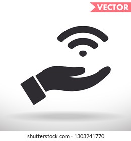 Wi fi icon in the hand