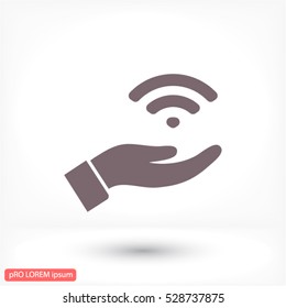 Wi fi icon in the hand