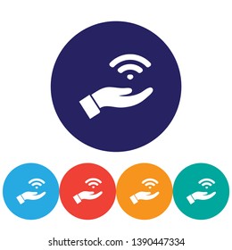 Wi fi icon in the hand , lorem ipsum Flat design