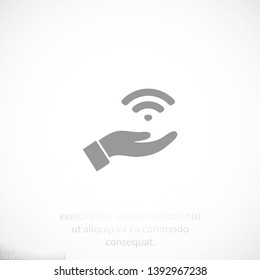 Wi fi icon in the hand , lorem ipsum Flat design