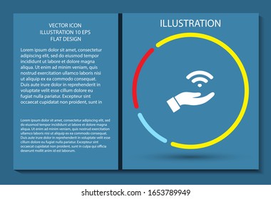 Wi fi icon in the hand , lorem ipsum Flat design