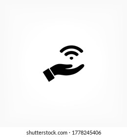Wi fi icon in the hand , lorem ipsum Flat design