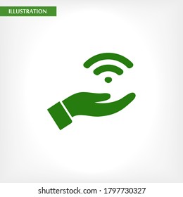 Icono Wi fi en la mano , lorem ipsum Diseño plano