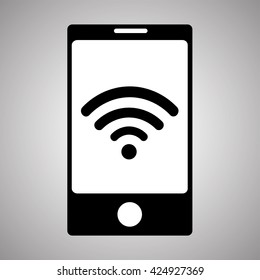 Wi- Fi icon isolated on background. Smart phone Wi- Fi.