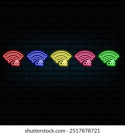WI FI icon pink neon effect, symbol, signal, internet, connect, vector.