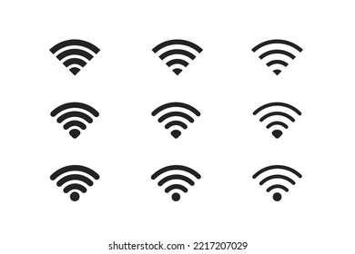 Wi-Fi-Icon-Set. Konzept des Internet-Netzwerks. Wi-Fi-Signalzeichen. Remote-Internetzugang-Symbol. Vektorgrafik. 