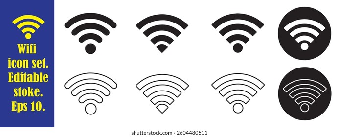 Wi fi icon set. . Wireless icon vector illustration. Eps 10