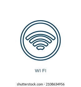 wi fi icon. Thin linear wi fi outline icon isolated on white background. Line vector wi fi sign, symbol for web and mobile