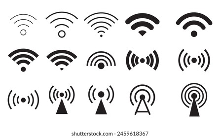 Wi Fi icon vector set. wireless illustration sign collection. set for apps signal symbol.