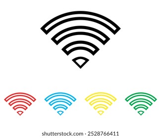 Wi-Fi-Symbolvektor. Symbol für drahtloses Symbol im trendigen flachen Stil. Legen Sie Elemente in farbigen Symbolen fest. Wifi, Vektorgrafik einzeln auf weißem Hintergrund