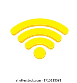 Wi fi icon or wireless network symbol in yellow in white black on isolated white background. EPS 10 vector.