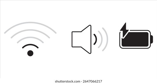 Wi fi, low sound and battery charging icon